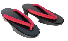 Japanese Geta Clog Women Kimono Flip-flop Wood Slipper Sandal Shoes Black Red