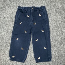 Janie and Jack Pants Toddler size 18 - 24 Months Blue Corgi dogs