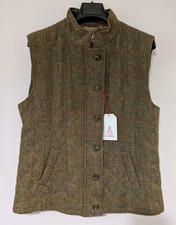 Ladies Mustard/Brown with Red Overcheck Harris Tweed  Waistcoat/Gilet