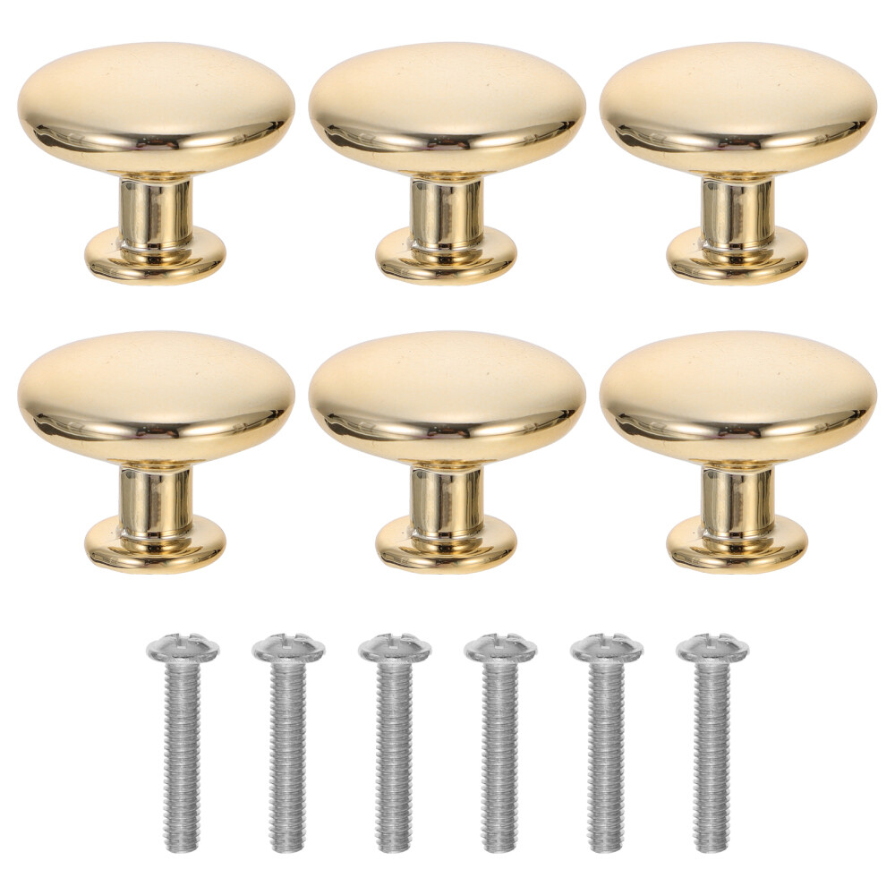 6 Pcs Round Door Handle Aluminum Alloy Black Dresser Gold Knobs