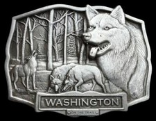 Washington State Wolf Wild Lone Wolves Animal Trails Belt Buckle Buckles