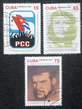 sCUBA Sc# 3872-3874 COMMUNIST PARTY  Che Guevara CPL SET OF 3  1997 used cto