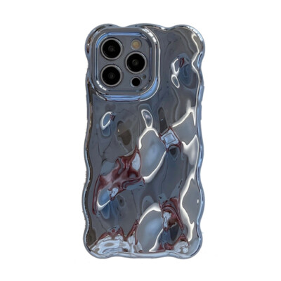For iPhone 15 Pro Max/14 Pro Wavy Edges Bubble Shockproof Solid Color Phone Case