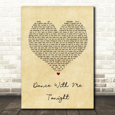 Wonderful Tonight Vintage Heart Song Lyric Quote Print