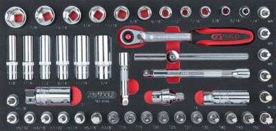 KS TOOLS SCS CHROMEplus 3/8'' Steckschlüssel-Satz, 46-tlg. in 1/3 Systemeinlage 