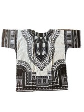 Gray And White African Unisex Dashiki Shirt 2XL Plus Siz And Size L