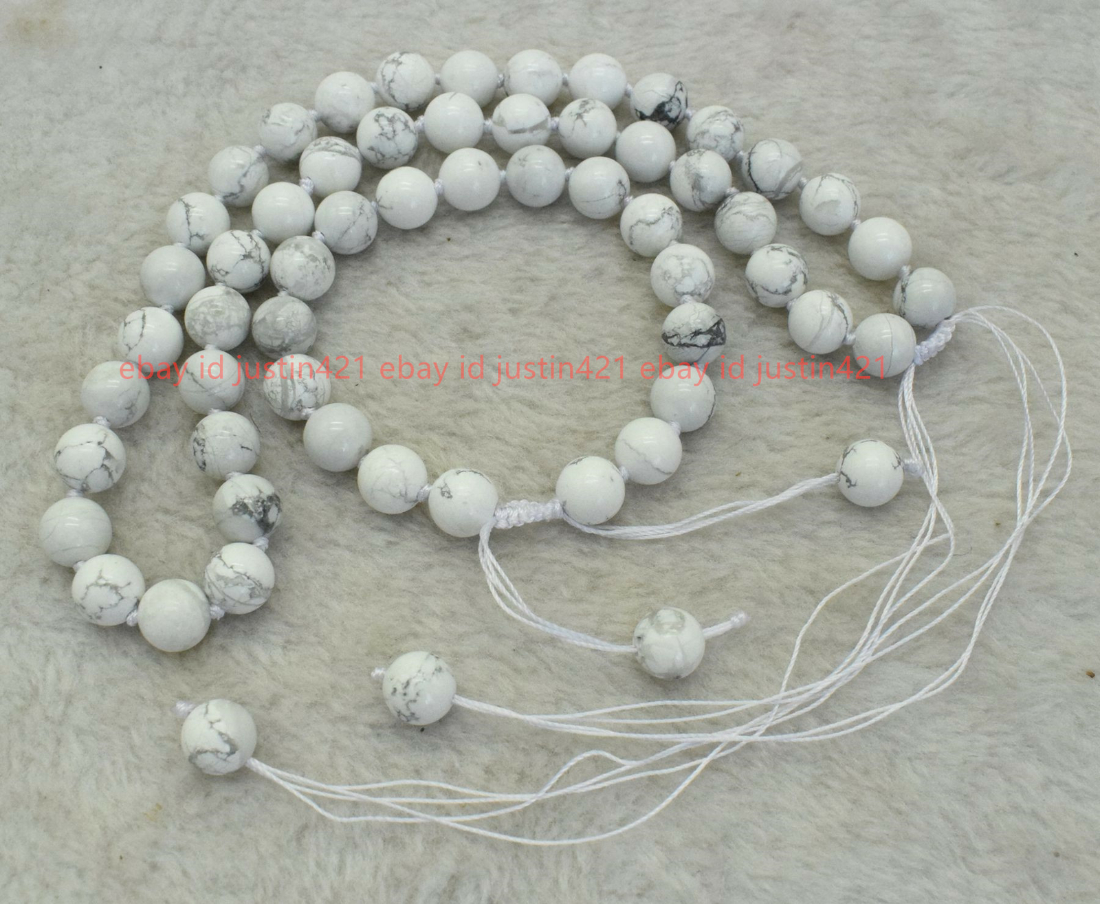 8/10/12mm Natural Whte Turquose Round Gemstone Beads Braded Necklace