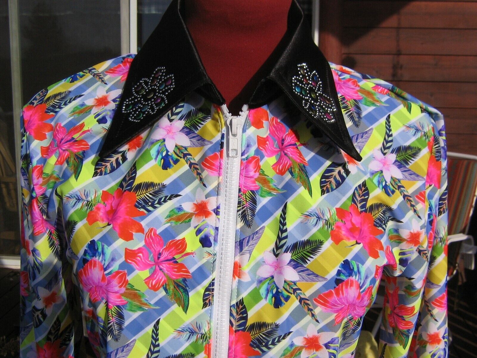 women M 36 COLOR flowers western rail pleasure show shirt jacket