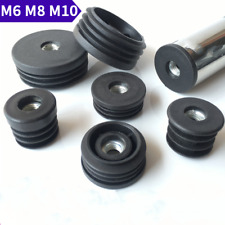 Round Black Plastic Blanking End Caps Pipe Tube Inserts With Thread M6 M8 M10