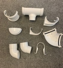 Hepworth/ Bartol 112mm Half Round Gutter & 68mm Downpipe Fittings in White RG1