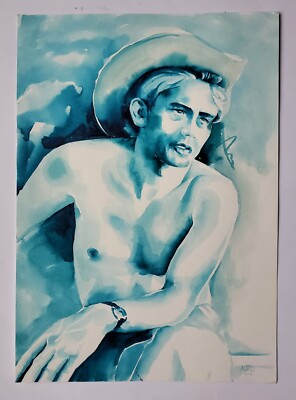 Gemälde Aquarell Portrait James Dean Signiert Nicole 2012