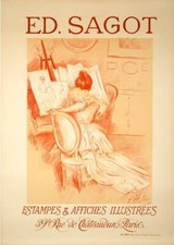 HELEU C1900 EDITEURS SAGOT ORIGINAL STONE LITHOGRAPH ESTAMPES AFFICHES