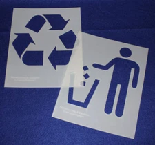 Recycle-Trash Stencils- 2 Pc Set- 14 mil Mylar 8 x 10 Inches