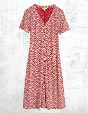 Womens Seasalt Short Sleeve Cotton Tea Dress V-neck Dahila Retro Floral