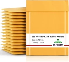 25 x Kraft Bubble Mailers Self Seal Padded Envelopes 6"x10" SecureSeal