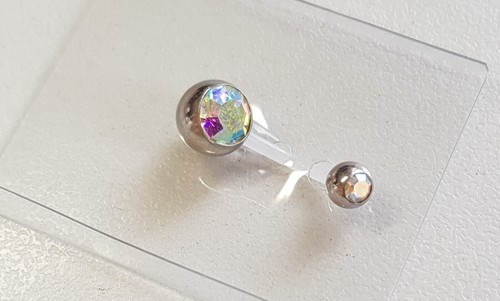 Percing Nombril Acier Chirurgical, Boule Piercing Nombril Rond Avec Zircon Cubique Blanc Blanc