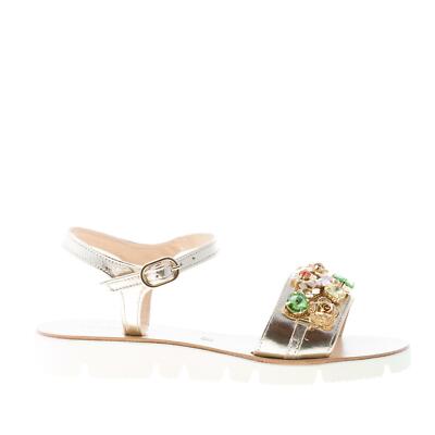 ROBERTO SERPENTINI women shoes Platinum leather jewel sandal Made in Italy wedge
