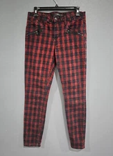JOE'S Jeans Red Black Plaid Plaid Denim Mid Rise Skinny Jeans Size 29
