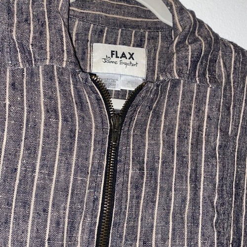 Flax by Jeanne Engelhart Striped Zip Up Linen Jacket - Picture 3 of 9