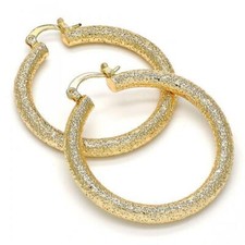 Women 4mm 14K Gold Filled Glitter Large Round BIG THICK Hoop Earrings 40-80mm