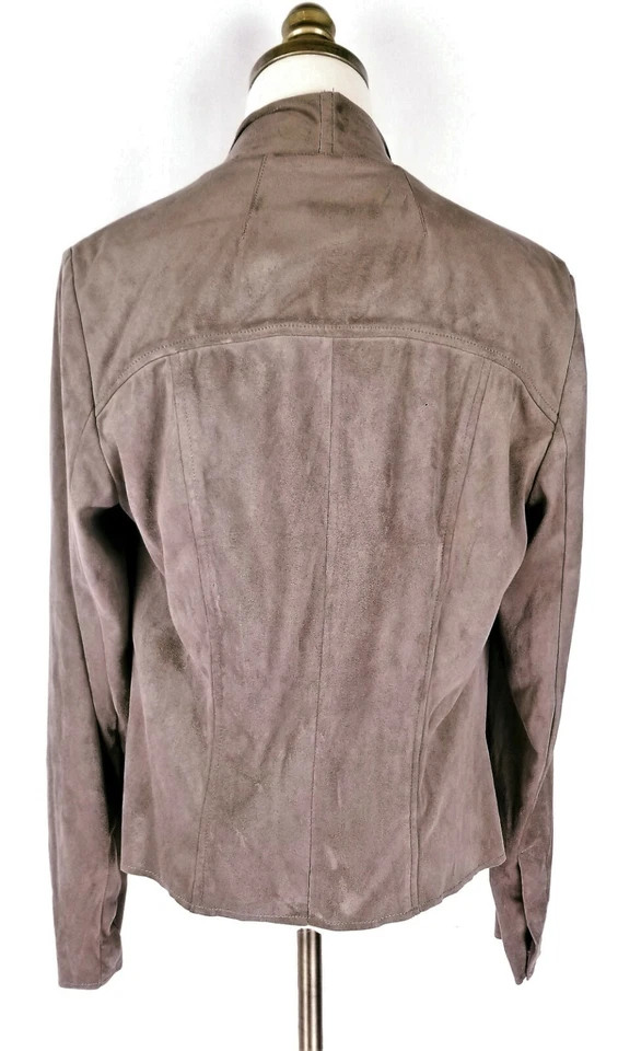 Kut from the Kloth Brown Faux Suede Jacket Womens Size M Open Front Asymmetrical - Image 4 of 4