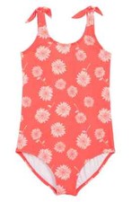  99 Billabong Kids Girl's Red Floral Print Bow-Detail One-Piece Swimsuit Size 7