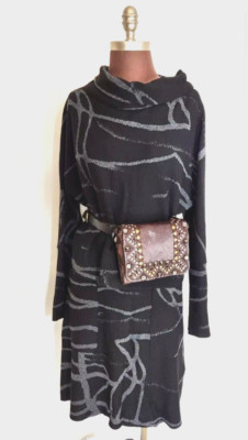 Elemente Clemente Printed Boiled Wool Top Jacket Skirt Set Black Gray MED NWOT