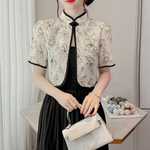 Lady Floral Printed Cropped Cardigans Bolero Shrug Chinese Capelet Dresses Shawl - Picture 10 of 11