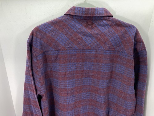 Under Armour Flannel Shirt Men XL Purple Plaid Long Sleeve Button Loose Casual - Picture 10 of 13