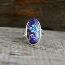 Anniversary Copper Turquoise Gemstone 925 Sterling Silver Ring All Size