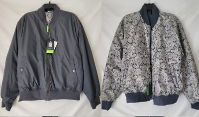 SOCIETY OF THREADS Men's Slim-Fit Reversible Water-Repellent Bomber Jacket