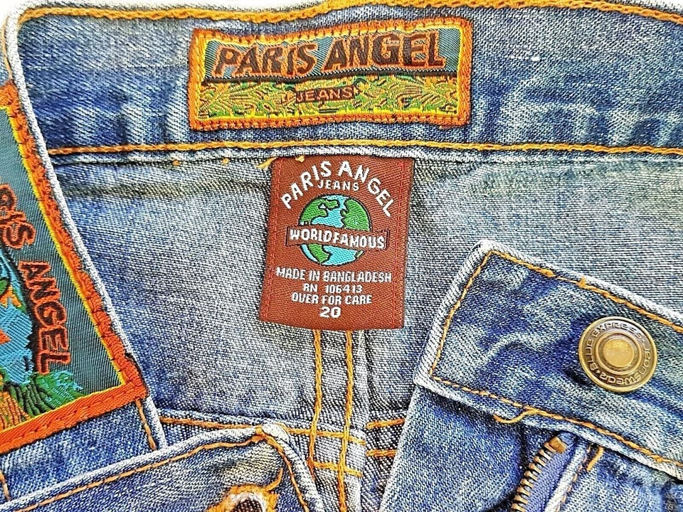 PARIS ANGEL Womans EMBROIDERED DENIM SHORTS Stretch-Waist 38" - UK20 - EU36 -£59 - Imagem 3 de 4