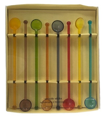 Pier 1 Colorful Hand Blown Glass Swizzle Sticks Drink Stirrer Spoons New