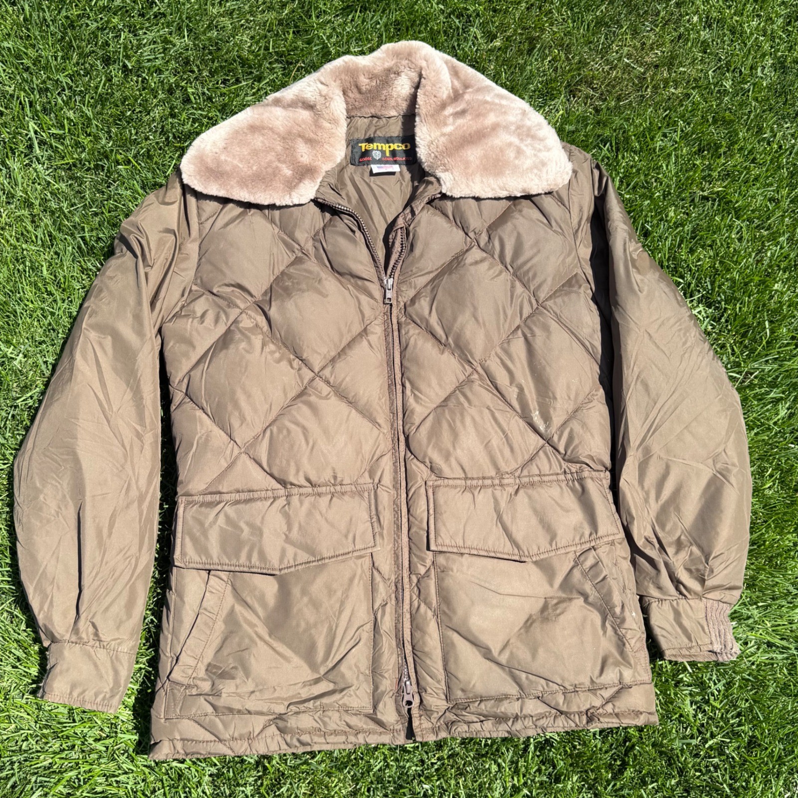 Vintage Tempco Goose Down Puffer Jacket Brown 40