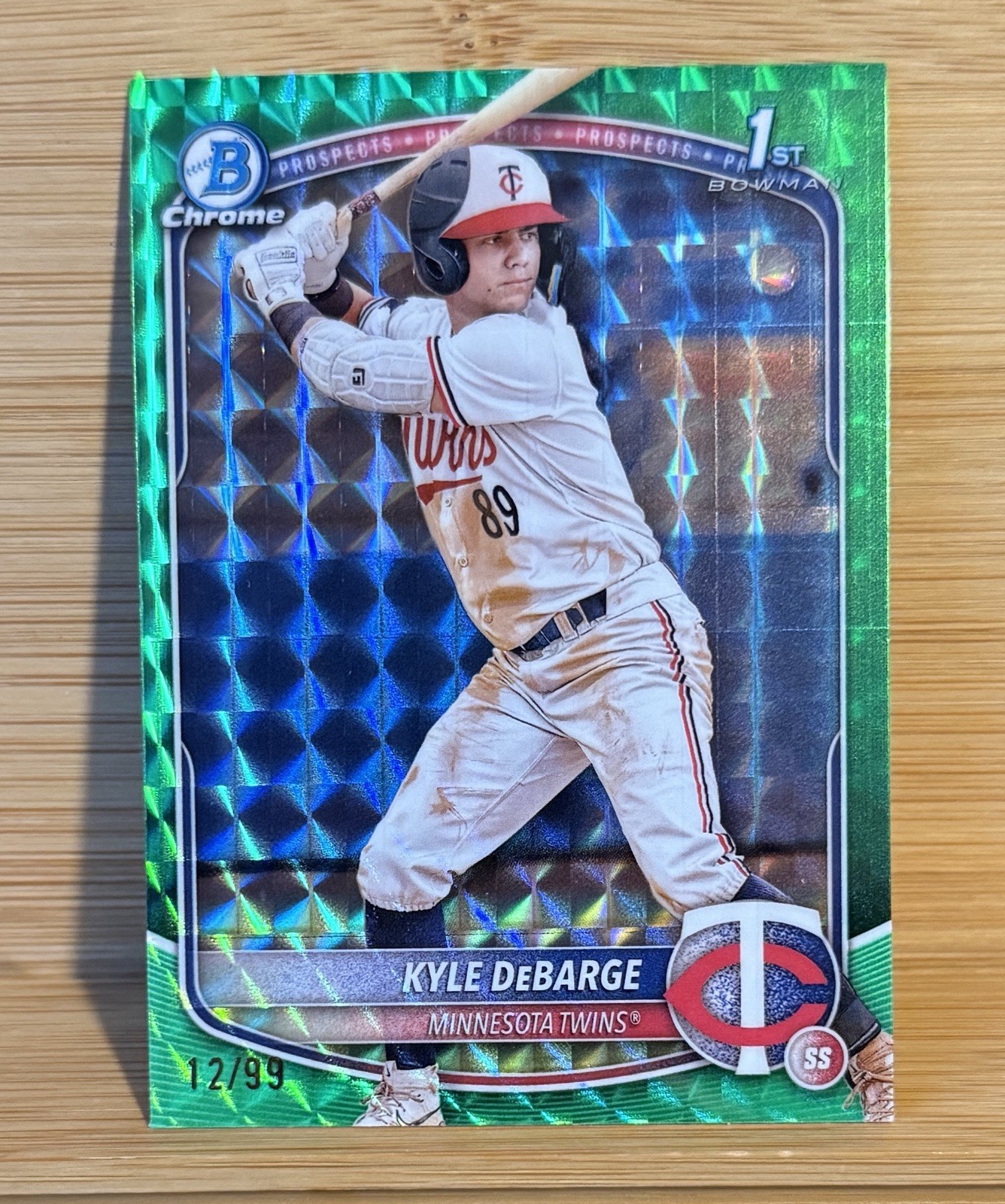 KYLE DEBARGE 2025 BOWMAN CHROME 1ST GREEN GEOMETRIC TWINS /99