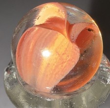 Vitro Agate Hybrid Cat s Eye Marble 5/8 NM Peach Cross Through 4 Vane Oxblood