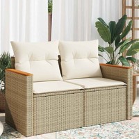 Gartensofa Mit Kissen 2Er Lounge Sofa Garnitur GartenmöBel Poly Rattan Vidaxl