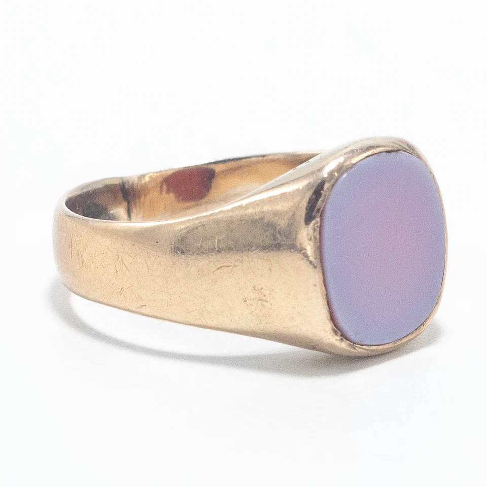 Vintage Flat Cushion Sardonyx Signet Ring 9ct Yellow Gold K 1/2 - Image 4 of 4