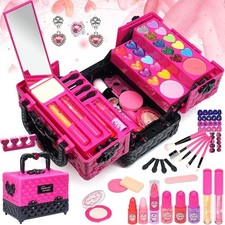 Makeup Kit Toys for Girls - Kids Girl Washable Rose Red
