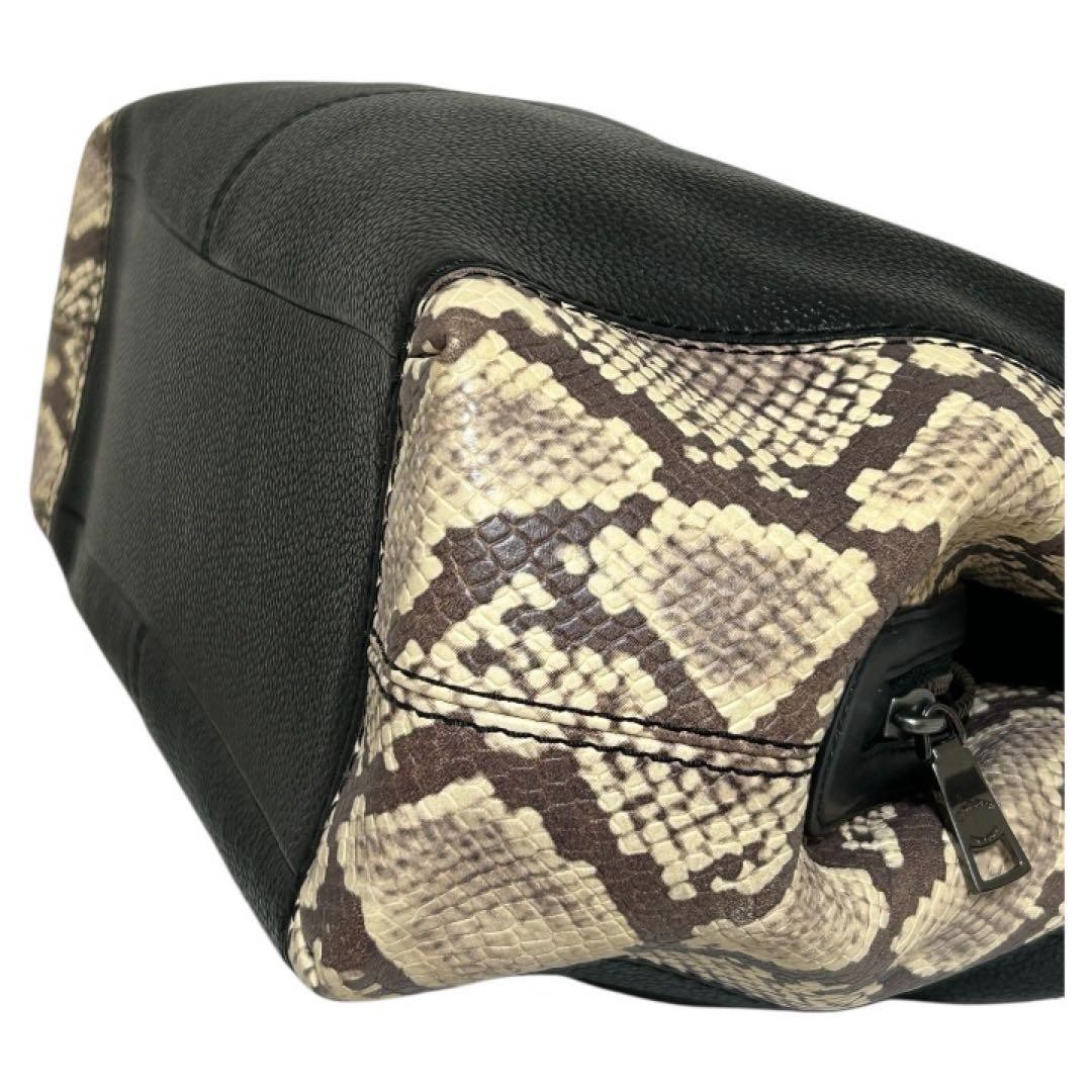 COACH Python Pattern Leather Shoulder Bag Black A… - image 5