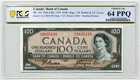 1954 $100 Bank of Canada, BC-43a - Choice Uncirculated, PCGS UNC64 PPQ