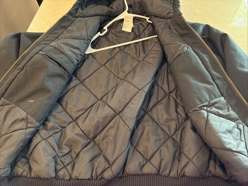 Vintage 2003 Carhartt Hooded Quilted Jacket Medium Black J133 BLK Canvas Read - Bild 7 von 12