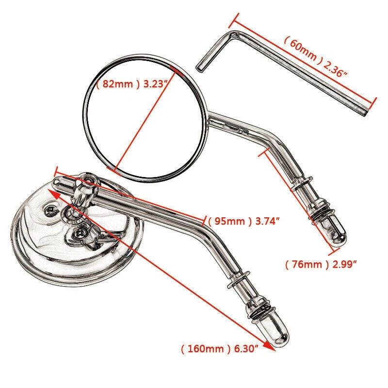 Espejos retrovisores redondos de motocicleta de 8 mm para Harley Davidson Road King Street Glide Softail Foto 4 de 4