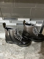 Dr.Martens Side Zip Lace Up Boots Black Cosmic Glitter US Ankle Sz 10 Kids