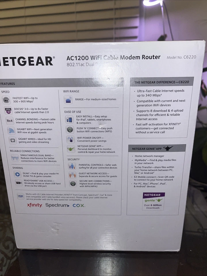 NETGEAR AC1200 Cable Modem WiFi Router C6220 Compatible With All  Providers - Image 2 of 4
