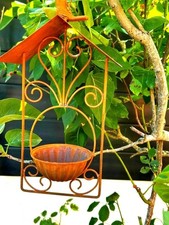Charmant pot fleurs suspendu / nid oiseaux/ mangeoire en métal effet rouille,