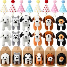 12 Set Mini Plush Dog Animals Adopt a Dog Set with 12 Dogs 12 Kraft Boxes 12 ...