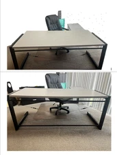 Ron Rezek Modernist Steel Desk – Rare Designer L-Shape – Minimalist Industrial