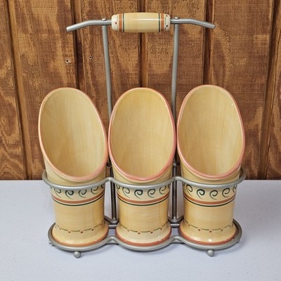 PFALTZGRAFF Villa Della Luna Utensil Flatware Caddy 3 Piece With Metal Holder