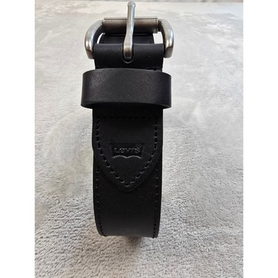 Levi's Leather Belt Mens XL 42-44 Black Casual Silver Buckle Work Dress
